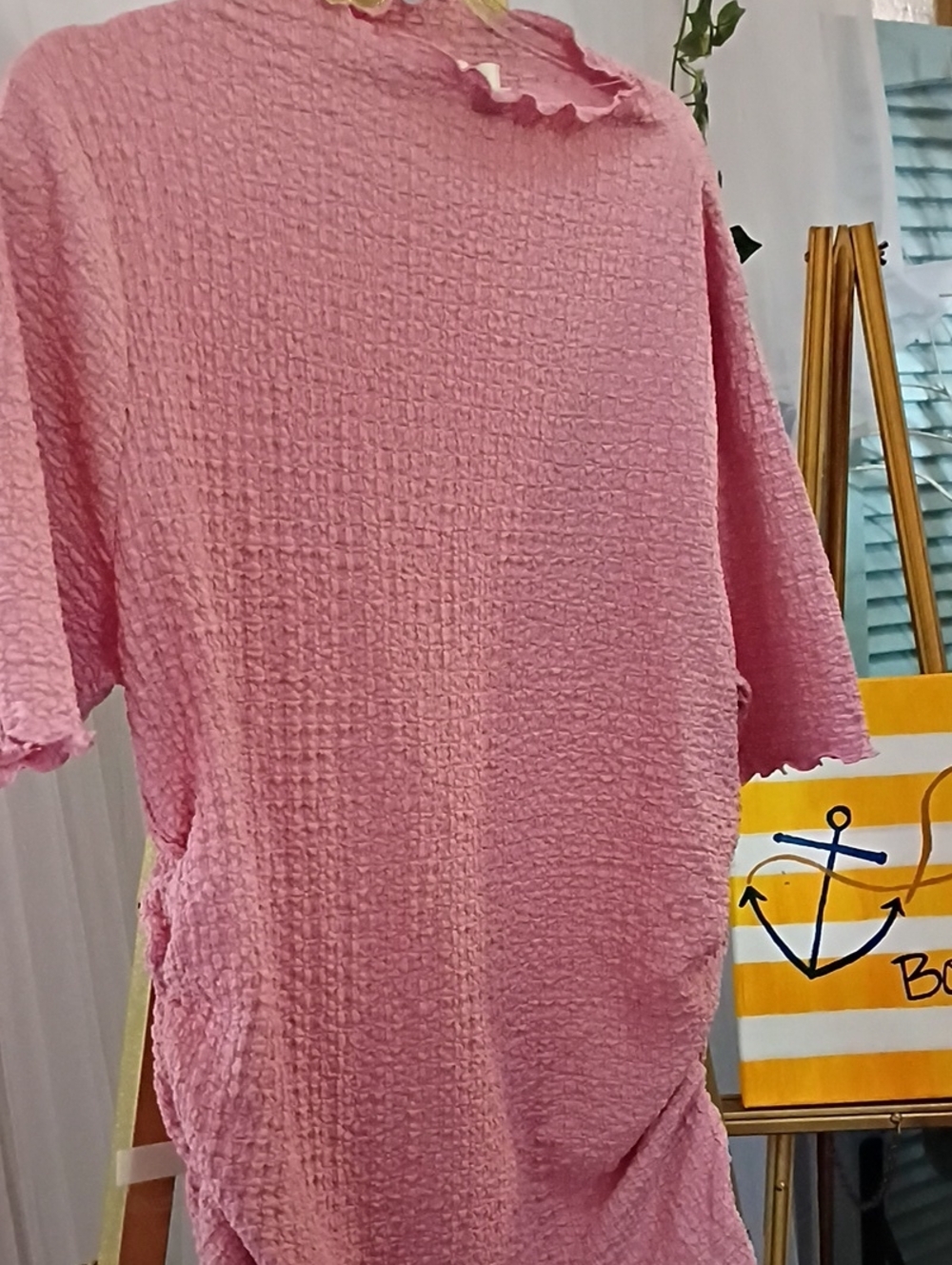 a new day Pink Textured Short-Sleeve Tunic